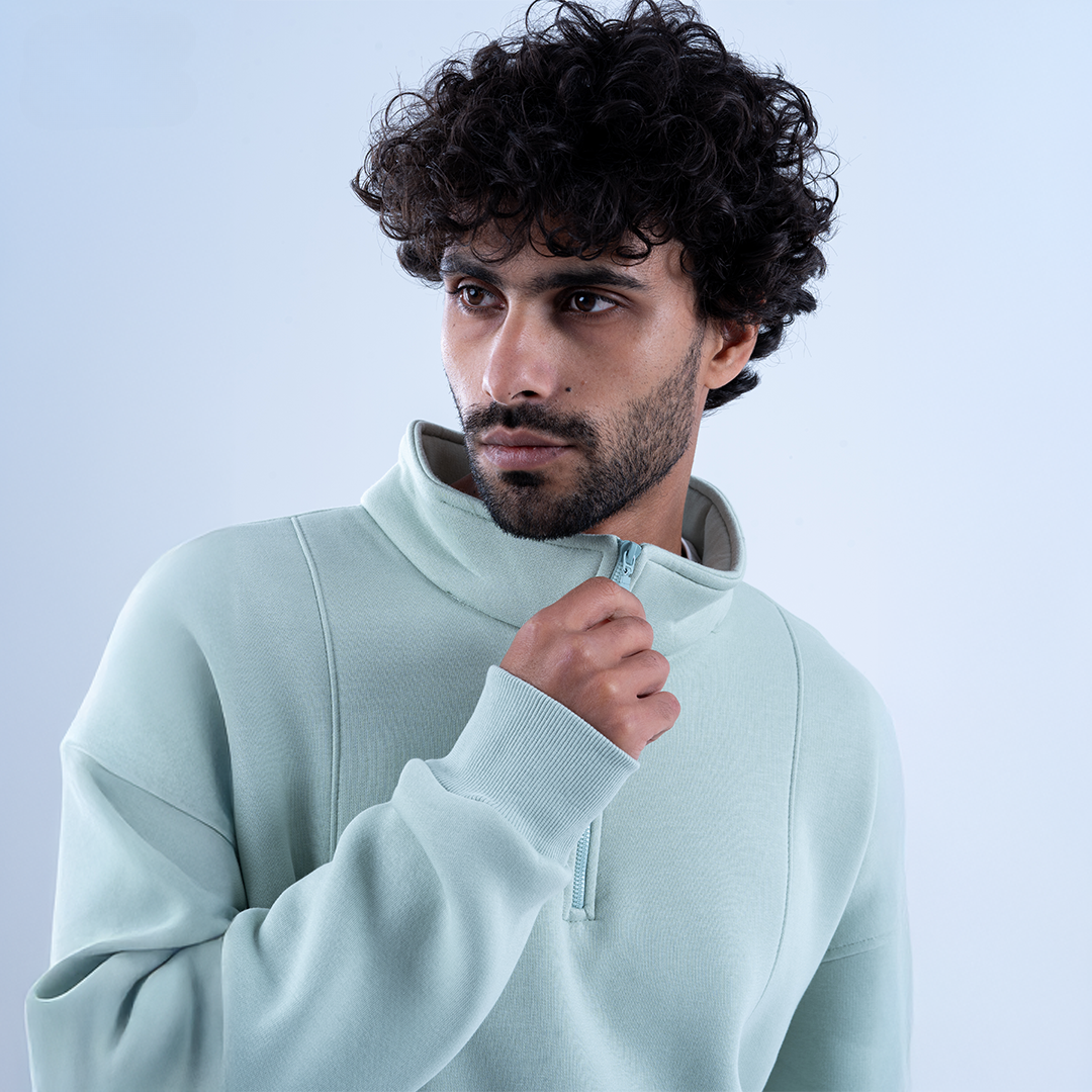 Mint Bloom & Blossom Half Neck Sweatshirt