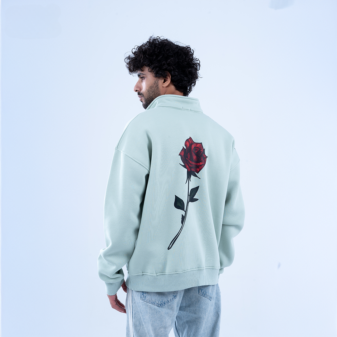 Mint Bloom & Blossom Half Neck Sweatshirt