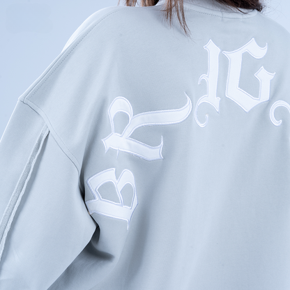 Gray "Bright" Embroidered Layered Sweatshirt