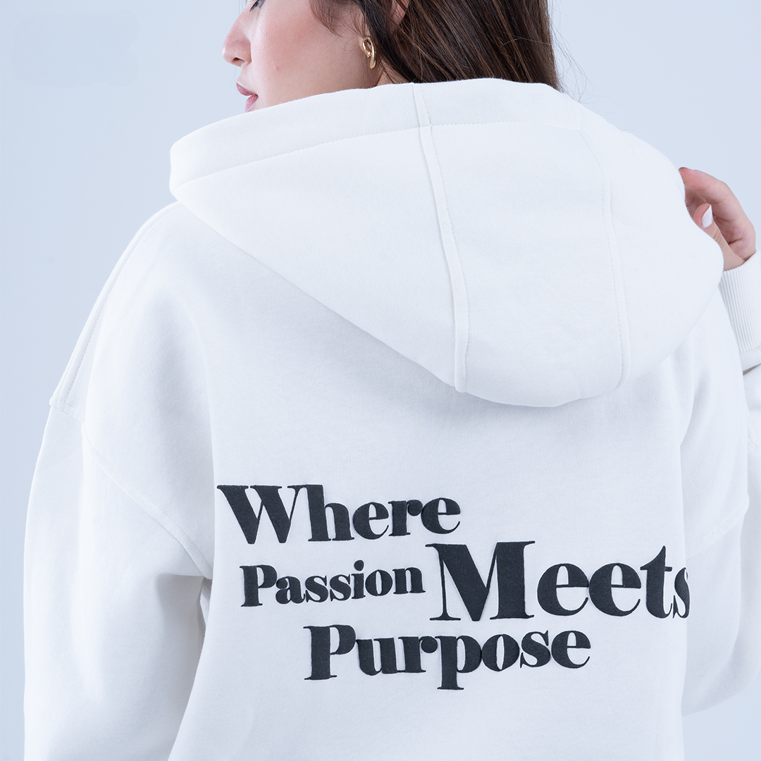 White Puff and Purpose Oversized Hoodie