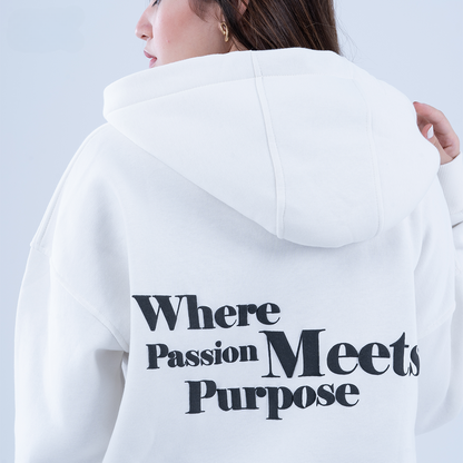 White Puff and Purpose Oversized Hoodie