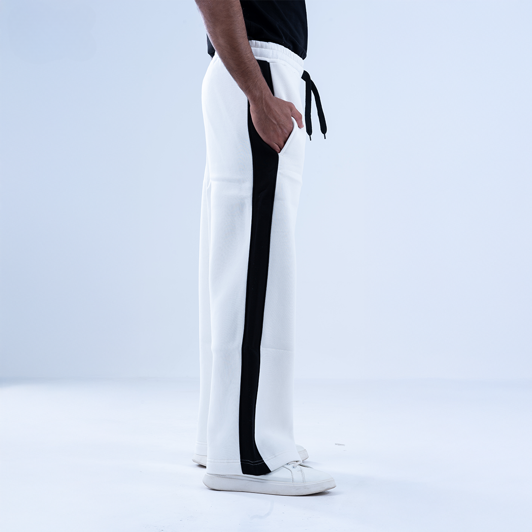 White Graffiti Wide Leg Sweatpants