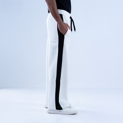 White Graffiti Wide Leg Sweatpants