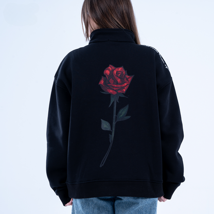 Black Bloom & Blossom Half Neck Sweatshirt