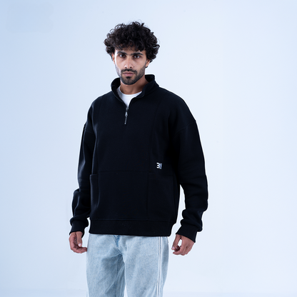Black Bloom & Blossom Half Neck Sweatshirt