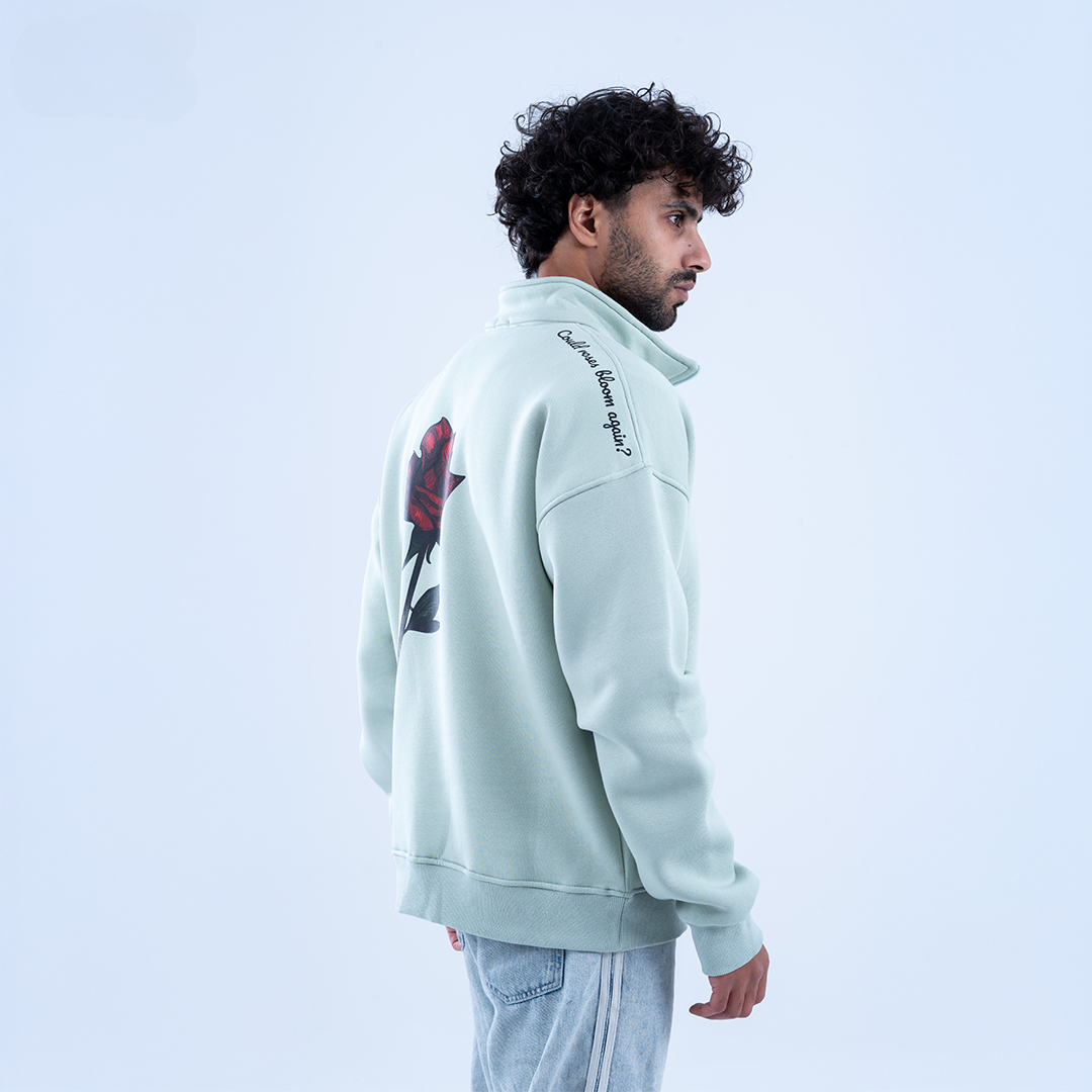 Mint Bloom & Blossom Half Neck Sweatshirt