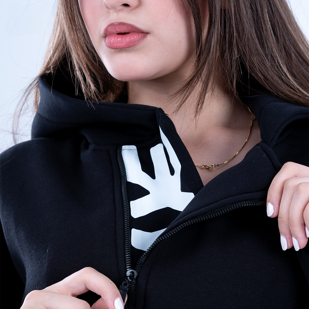 Black Puff and Purpose Oversized Hoodie