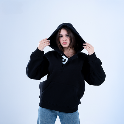 Black Puff and Purpose Oversized Hoodie