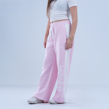 Women Pink Graffiti Wide Leg Sweatpants
