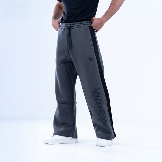 Dark Gray Graffiti Wide Leg Sweatpants