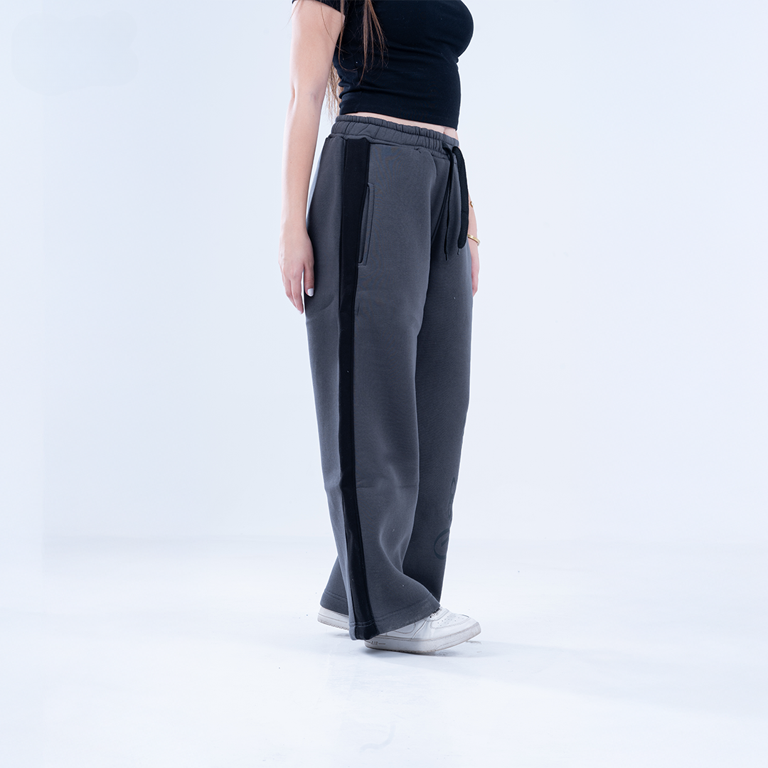 Dark Gray Graffiti Wide Leg Sweatpants
