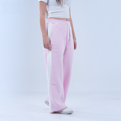Women Pink Graffiti Wide Leg Sweatpants