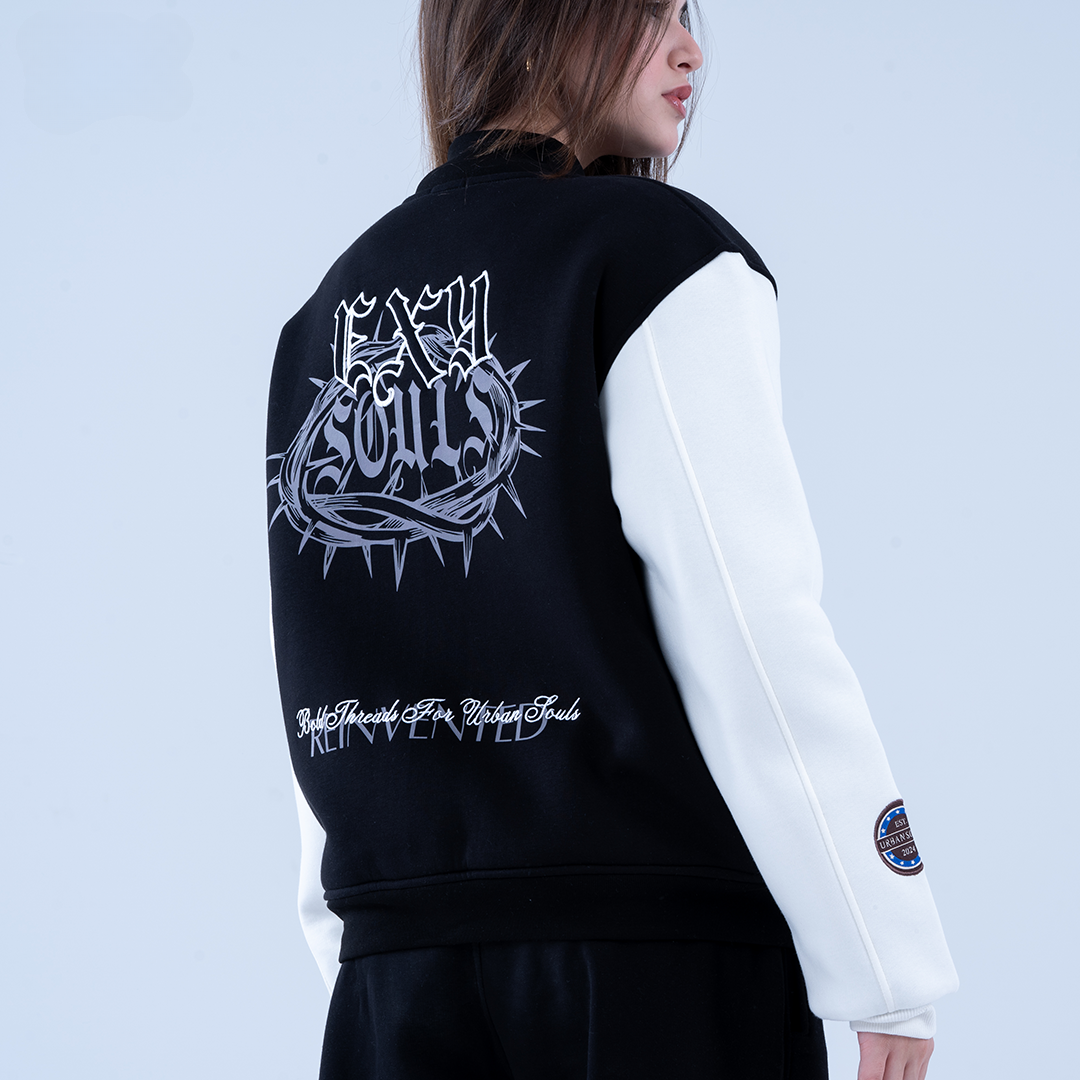 Black Soul & Stitch Varsity Jacket