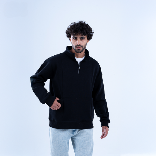 Black Bloom & Blossom Half Neck Sweatshirt