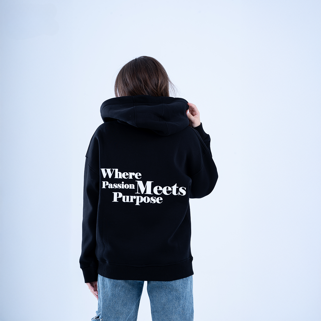 Black Puff and Purpose Oversized Hoodie