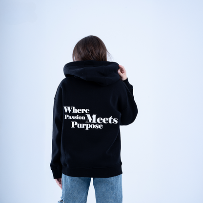 Black Puff and Purpose Oversized Hoodie